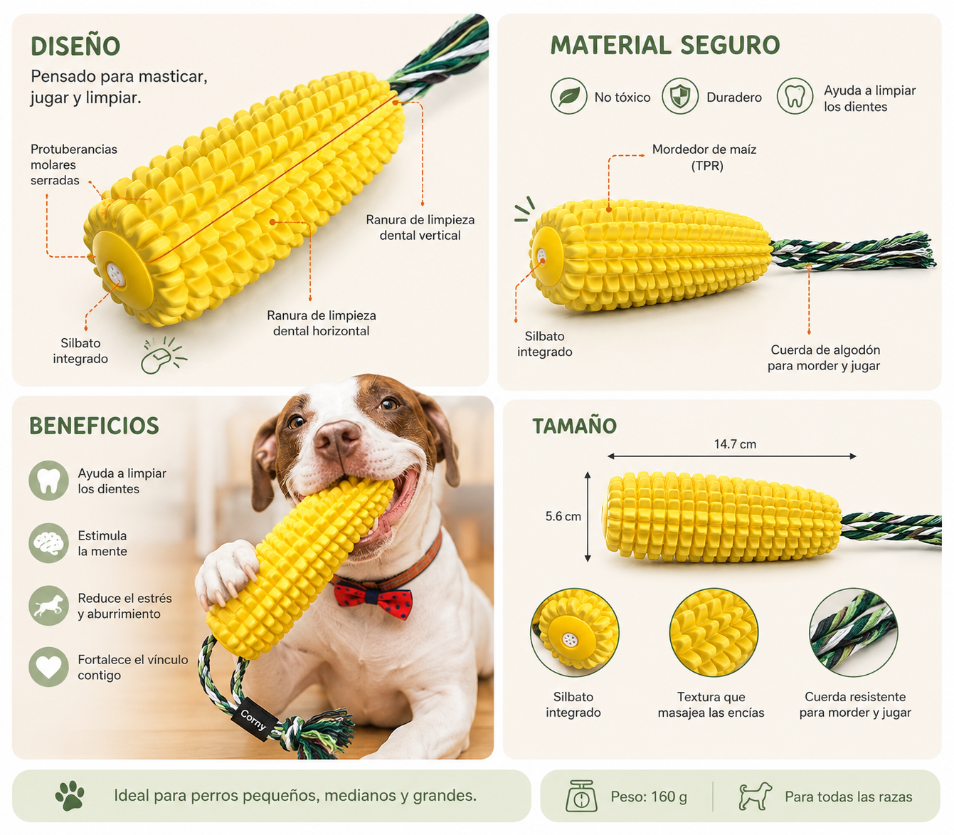 Corny™ | Juguete Mordedor Interactivo para Perros