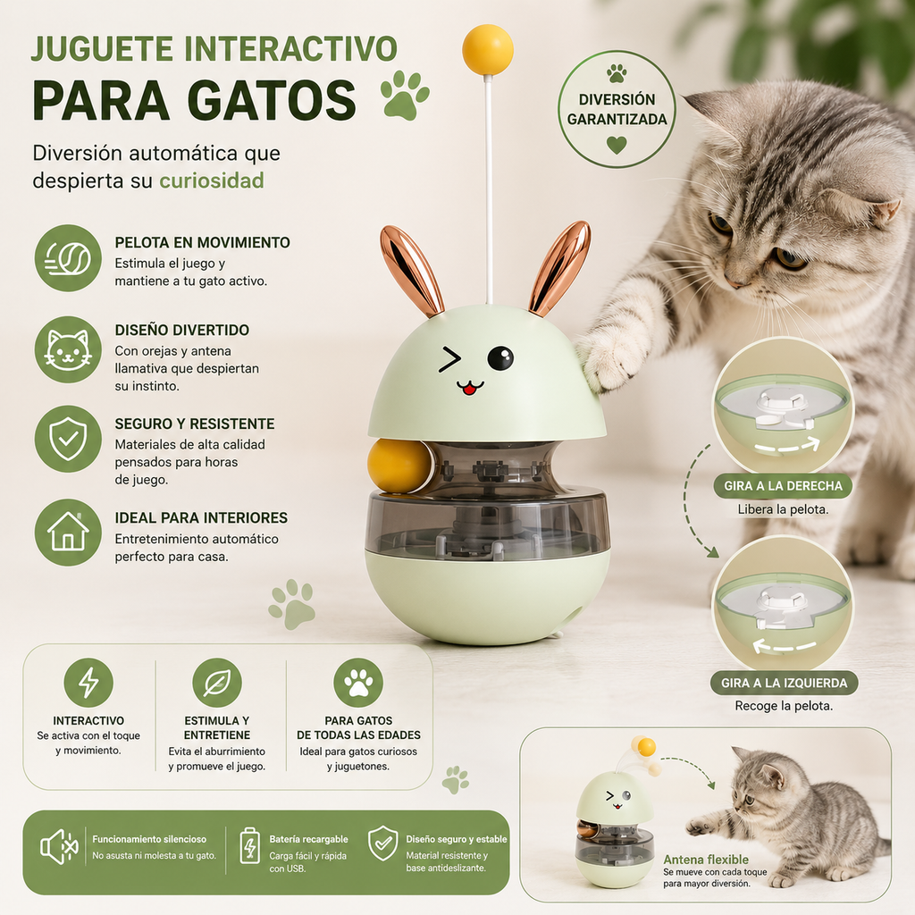 MeowMotion™ | Pelota Interactiva Automática para Gatos